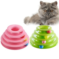 Funny Pet Toys Cat Crazy Ball Disk Interactive Amusement Plate Play Disc Trilaminar Turntable Cat Toys