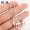 SMJEL Cartoon Dog Pendant Necklace for Women Fashion German Shepherd Jewelry Heartbeat Paw Choker Necklace Chain for Kids